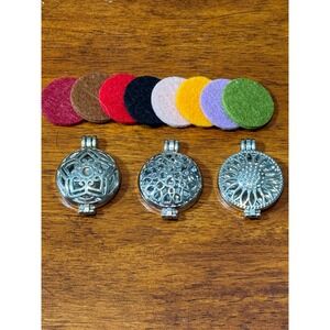LOT Locket Pendant Necklace Aromatherapy‎ Essential Oil Diffuser Locket Silver